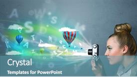  Presentation with funeral thank cards cover abstract images - PPT theme with cute photographer girl with camera background and a  colored foreground