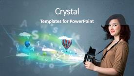  Presentation with ceremony abstract - PPT layouts consisting of cute photographer girl with camera background and a seafoam green colored foreground