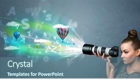  Presentation with abstract - PPT layouts consisting of cute photographer girl with camera background and a  colored foreground