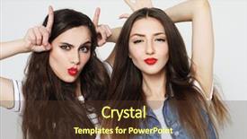  Presentation with two cute sisters playing - PPT layouts with cute playful women showing horns background and a tawny brown colored foreground