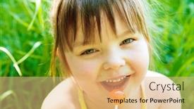  Presentation with lollipop - Colorful slides enhanced with cute-preschool-girl-with-lollipop backdrop and a coral colored foreground