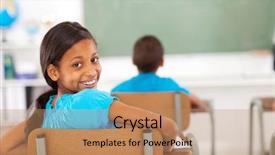  Presentation with education cute - PPT layouts having cute primary school girl background and a coral colored foreground