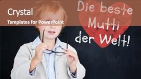  Presentation with pupil - Presentation design enhanced with cute pupil holding glasses against black background and a coral colored foreground