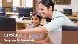  Presentation with pupil - Presentation theme having teachers day - cute pupil in computer class background and a coral colored foreground