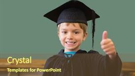  Presentation with school graduation - Presentation theme enhanced with cute pupil in graduation robe background and a tawny brown colored foreground