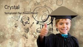  Presentation with abc - PPT theme consisting of cute pupil in graduation robe background and a coral colored foreground