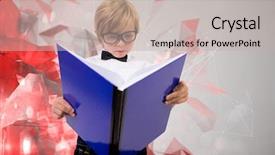  Presentation with pupil - Slide set enhanced with cute pupil reading against angular design background and a mint green colored foreground