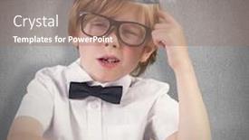  Presentation with pupil - Slides featuring cute pupil thinking against grey wall background and a coral colored foreground