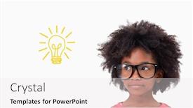  Presentation with pupil - PPT theme featuring cute pupil wearing glasses against idea and innovation graphic background and a white colored foreground
