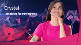  Presentation with pupil - Presentation theme consisting of cute pupil working at her desk against dark abstract design background and a navy blue colored foreground