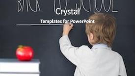  Presentation with school board - Slide set having cute pupil writing on board against back to school message background and a dark gray colored foreground