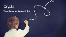  Presentation with cute black board - Presentation design featuring cute pupil writing on board against black background background and a navy blue colored foreground