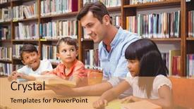  Presentation with pupils reading - PPT layouts consisting of cute pupils and teacher reading background and a  colored foreground