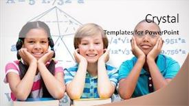  Presentation with library - Theme having cute pupils looking at camera background and a  colored foreground