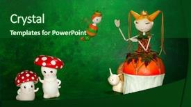  Presentation with cute christmas pug puppy dog - Colorful presentation theme enhanced with cute puppets handmade green background backdrop and a forest green colored foreground