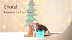  Presentation with christmas lights - Cool new PPT theme with cute rat near decorative christmas backdrop and a lemonade colored foreground