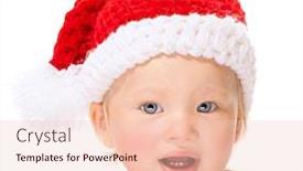  Presentation with baby christmas - PPT theme featuring cute santa baby portrait sweet little girl wearing red festive hat isolated on white background celebrating christmas time holidays background and a lemonade colored foreground