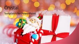  Presentation with seasons greetings - PPT theme consisting of cute santa claus christmas background and a coral colored foreground