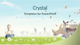  Presentation with animals - Amazing presentation having cute school girl outdoor backdrop and a cool aqua colored foreground