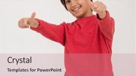  Presentation with studio - PPT theme consisting of cute school kid posing in studio with different facial expressions background and a coral colored foreground