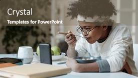  Presentation with muesli - Presentation theme with cute-schoolboy-eating-muesli background and a violet colored foreground