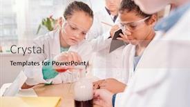  Presentation with chemical bottle - Colorful slide set enhanced with cute-schoolgirl-mixing-two-fluids backdrop and a lemonade colored foreground
