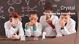  Presentation with reactions - Amazing theme having cute-schoolkids-in-protective-eyeglasses backdrop and a tawny brown colored foreground