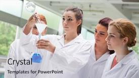  Presentation with cute science - Presentation enhanced with cute science students pouring liquid background and a  colored foreground