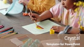  Presentation with race - Slide set featuring cute-serious-mixed-race background and a coral colored foreground