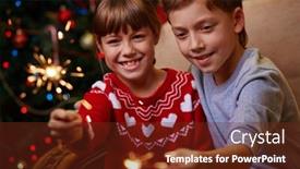  Presentation with christmas lights - Colorful presentation theme enhanced with cute-siblings-with-bengal-lights backdrop and a tawny brown colored foreground