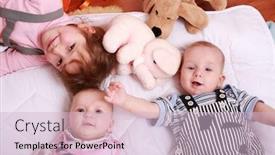  Presentation with siblings - Amazing presentation theme having cute siblings with toys lying backdrop and a lemonade colored foreground