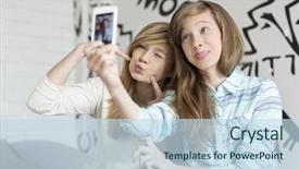  Presentation with smart home - Audience pleasing presentation theme consisting of cute sisters pouting while taking backdrop and a  colored foreground