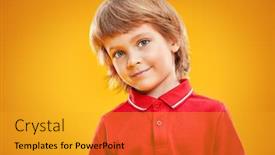  Presentation with polo - Amazing theme having cute-six-year-old-boy backdrop and a gold colored foreground