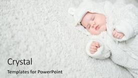  Presentation with sleeping baby - Beautiful presentation design featuring a cute sleeping baby backdrop and a light gray colored foreground