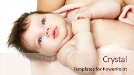  Presentation with baby sleeping - Audience pleasing PPT theme consisting of cute sleeping baby studio shot backdrop and a lemonade colored foreground