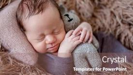  Presentation with baby sleeping - Audience pleasing slide deck consisting of cute sleeping newborn baby boy backdrop and a violet colored foreground
