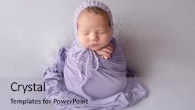  Presentation with baby sleeping - Colorful PPT theme enhanced with cute sleeping newborn baby girl backdrop and a light blue colored foreground