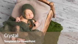  Presentation with baby sleeping - Audience pleasing slide deck consisting of cute sleeping newborn baby in hat on little bed covered with blanket backdrop and a coral colored foreground