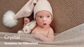  Presentation with newborn - Slides with cute-sleepless-newborn-looking background and a coral colored foreground