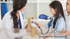  Presentation with general meeting - Beautiful PPT layouts featuring cute-small-child-patient-pretending backdrop and a coral colored foreground