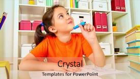  Presentation with education cute - Colorful slides enhanced with cute smart girl sitting backdrop and a coral colored foreground
