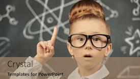  Presentation with attention - PPT theme with cute-smart-girl background and a coral colored foreground