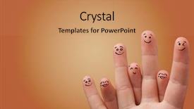  Presentation with fingers - PPT theme consisting of cute smiley fingers loving background and a coral colored foreground
