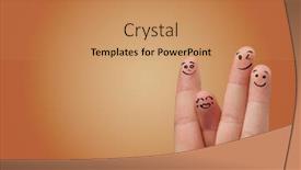  Presentation with fingers - PPT theme consisting of cute smiley fingers loving and hugging each other background and a coral colored foreground