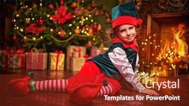  Presentation with elf - Cool new PPT theme with cute-smiling-elf-girl backdrop and a tawny brown colored foreground