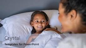  Presentation with mom daughter - Audience pleasing theme consisting of cute-smiling-girl-lying-under backdrop and a light blue colored foreground