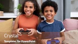  Presentation with african ethnicity - Beautiful slide deck featuring cute-smiling-siblings-of-african backdrop and a tawny brown colored foreground