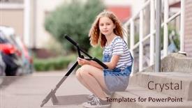  Presentation with cute - Theme enhanced with cute-smilling-litte-girl-sitting background and a mint green colored foreground