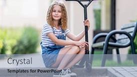  Presentation with cute - Presentation theme having cute-smilling-litte-girl-sitting background and a light blue colored foreground