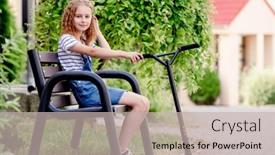  Presentation with cute - Presentation design enhanced with cute-smilling-litte-girl-sitting background and a soft green colored foreground